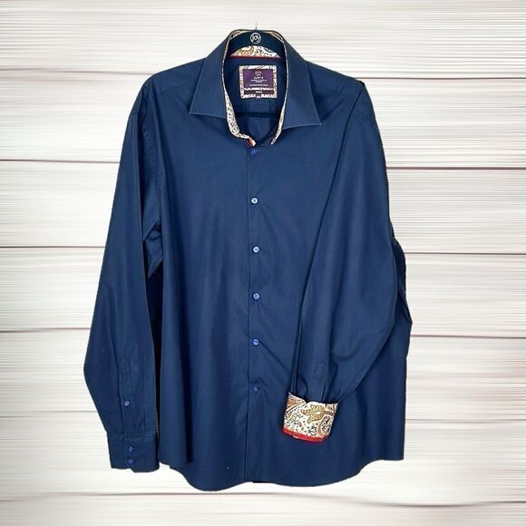 HAWES & CURTIS Button Shirt Blue Contact Cuffs Cotton Men’s XXXL - Picture 2 of 12